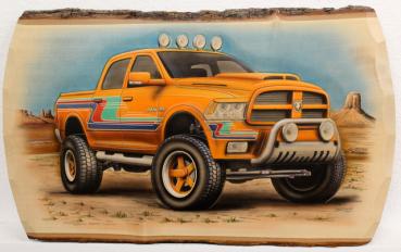 Dodge RAM auf Lindenbrett, ca. 60 x 35 cm